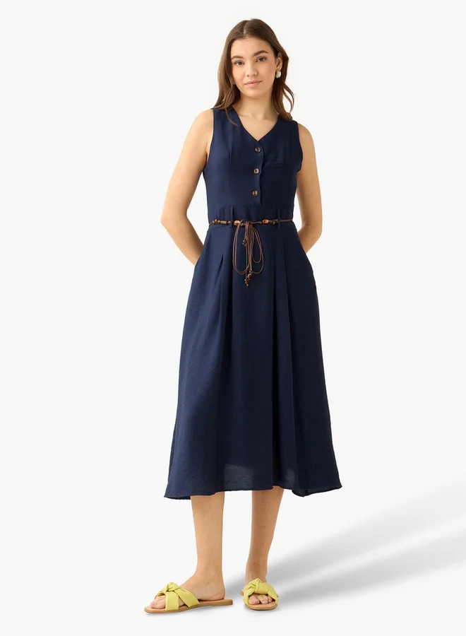 Splash FAV  Midi Shirt Dress with Belt for Women | Best Price UAE